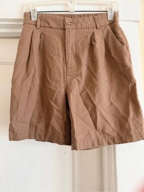 Classic Brown Flat-Front Women's Shorts